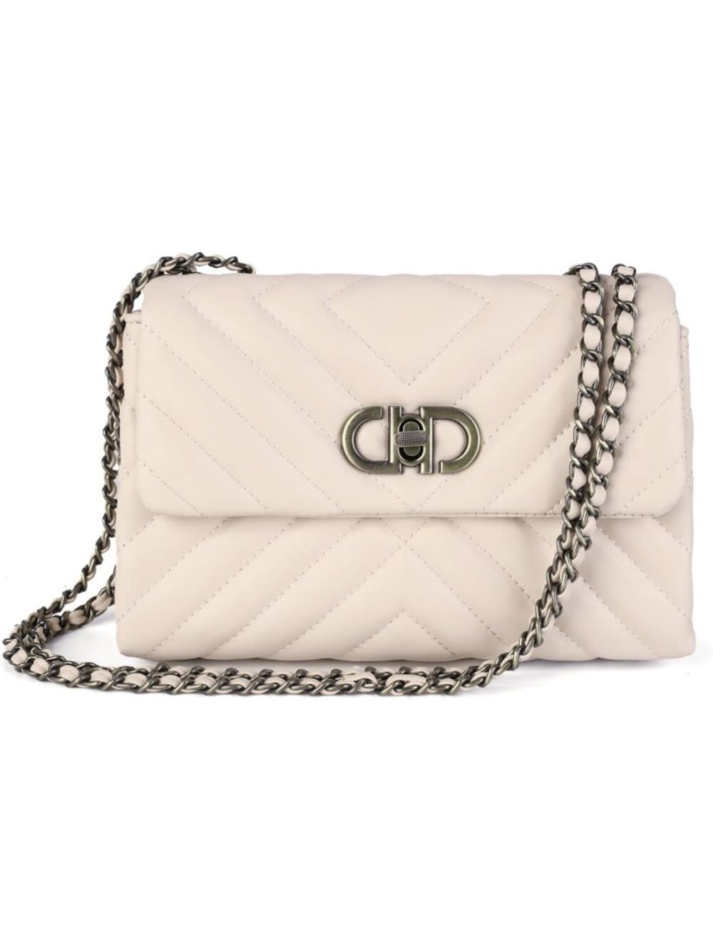 Women's Beige Vegan Leather Convertible iPad Mini Purse Crossbody Shoulder Bag